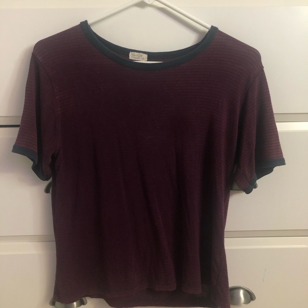 navy/maroon stripped light flowy top